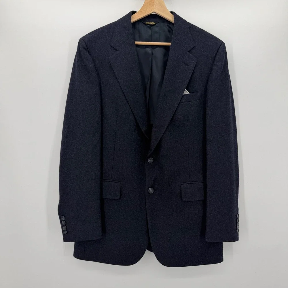 Vintage Redwood & Ross Mens Pure Wool Two Button Blazer Sport Coat Navy 40R